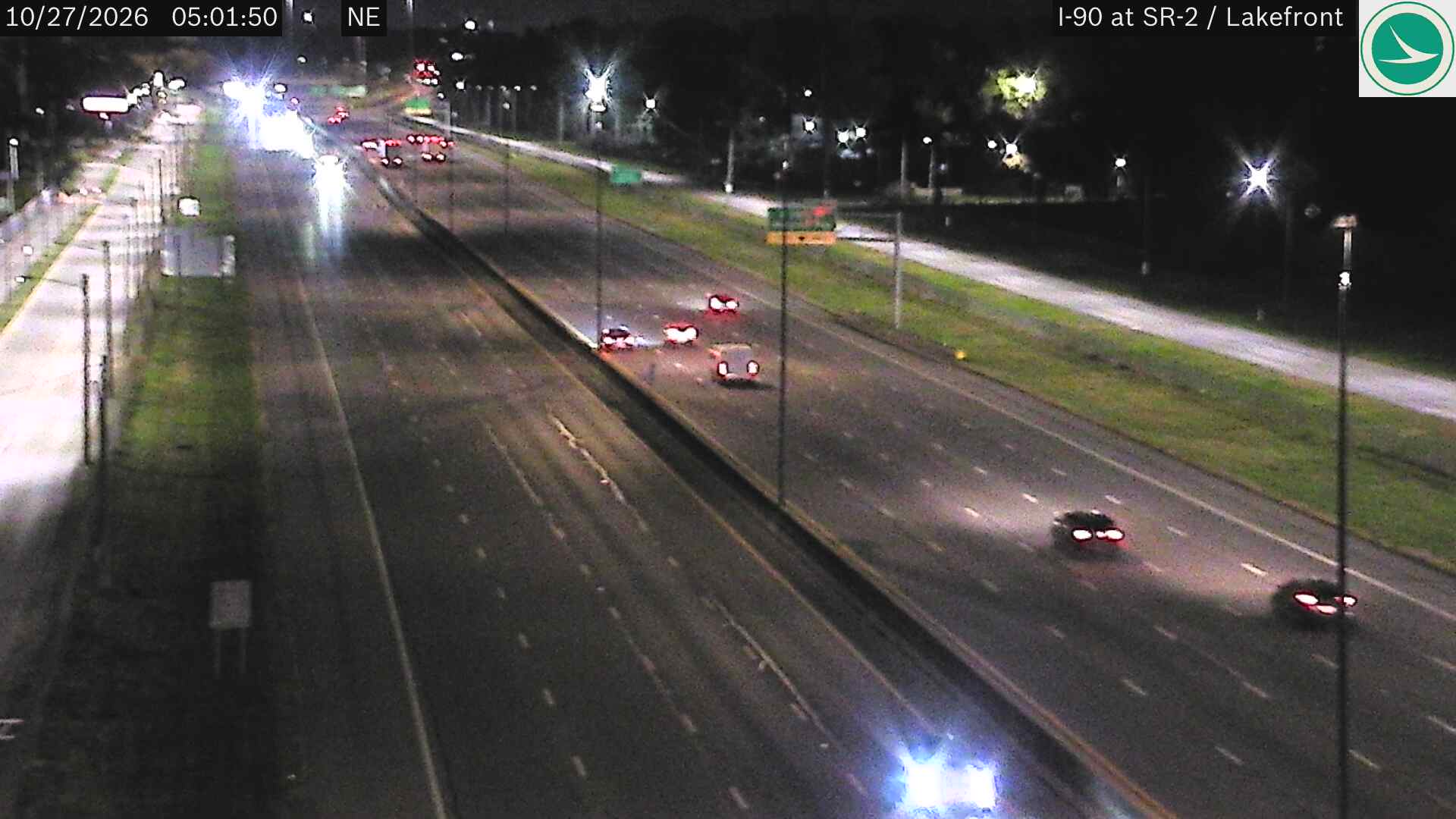 Traffic camera: I-90 at SR-2 / Lakefront Airport, 3045